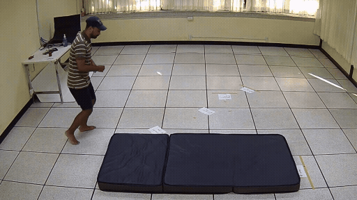 A participant falling, across multiple camera views